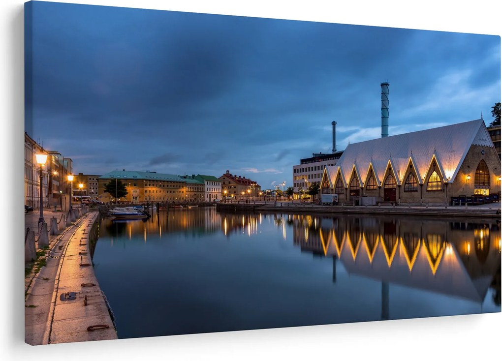 Obraz vodného kanála - Göteborg (90x60 cm)