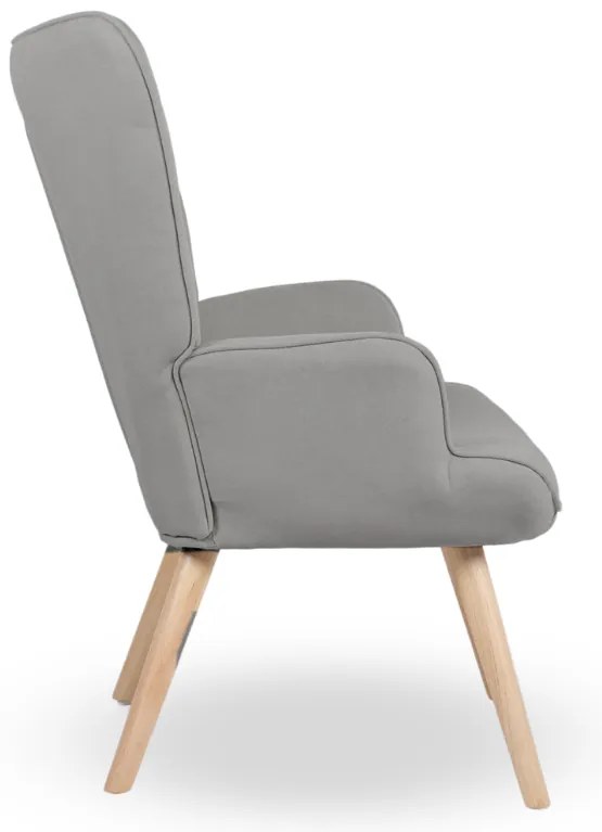 Kreslo ušiak LUGO — masív, látka, prírodná / sivá