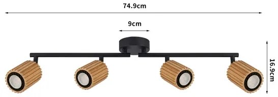 Brilagi - Bodové svietidlo MODERN WOOD 4xGU10/8W/230V drevo/čierna