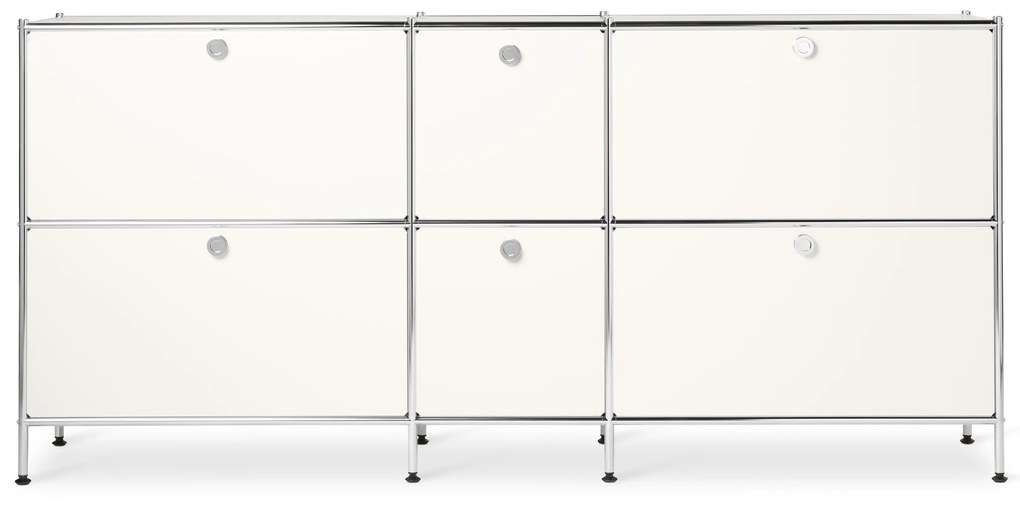 Veľká kovová odkladacia skrinka »CN3« so 6 výklopnými priehradkami, biela