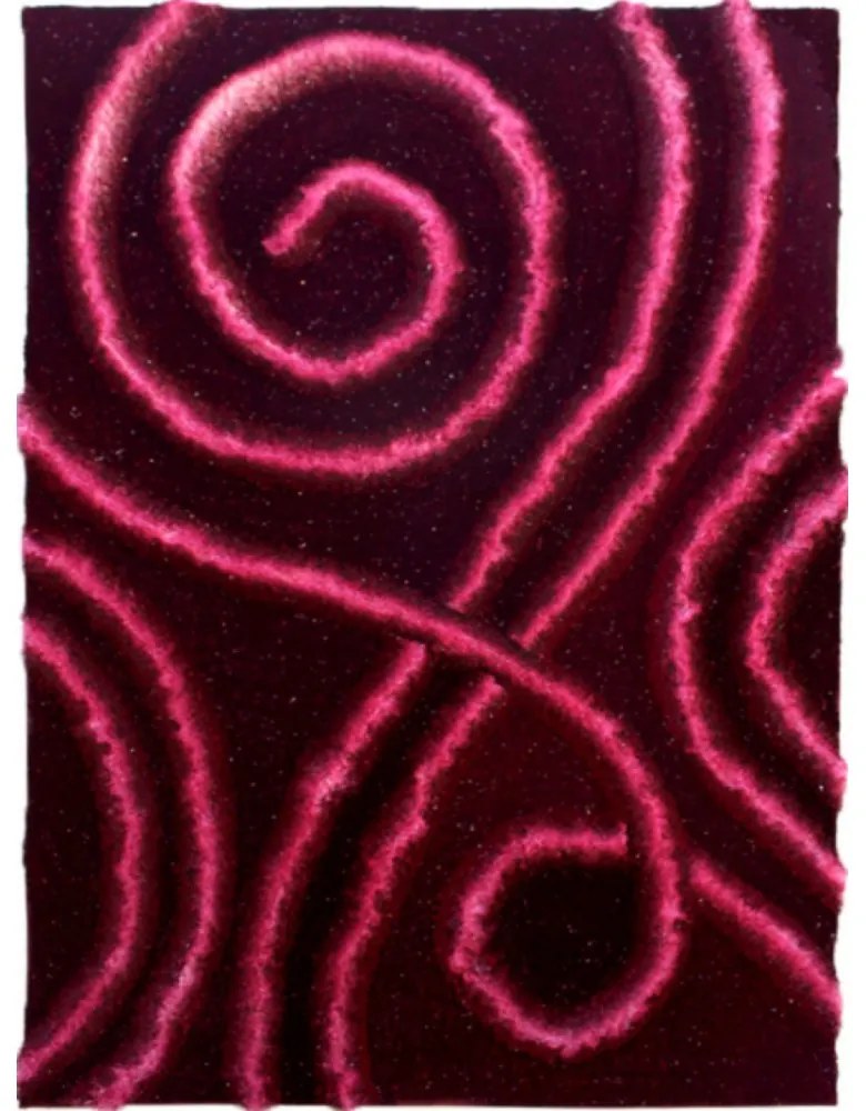 Luxusný kusový koberec Husľový kľúč viskóza 3D fialový, Velikosti 140x190cm