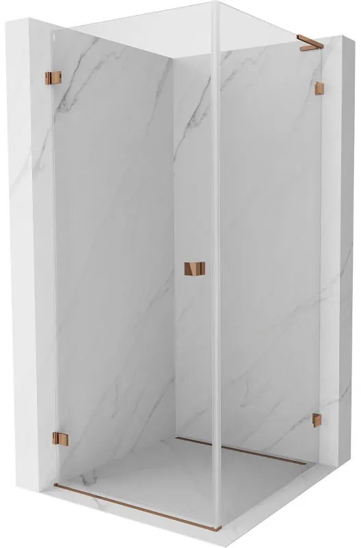 Mexen Lunar-B L, 1-krídlový sprchový kút, ľavý, 70 x 70 cm, 8mm číre sklo, ružové zlato profil, 832L-070-070-60-00-L