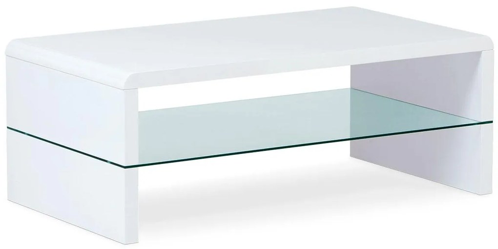 Konferenčný stolík AHG-402 WT, 110x60x40, MDF vysoký lesk biely, 6mm sklo