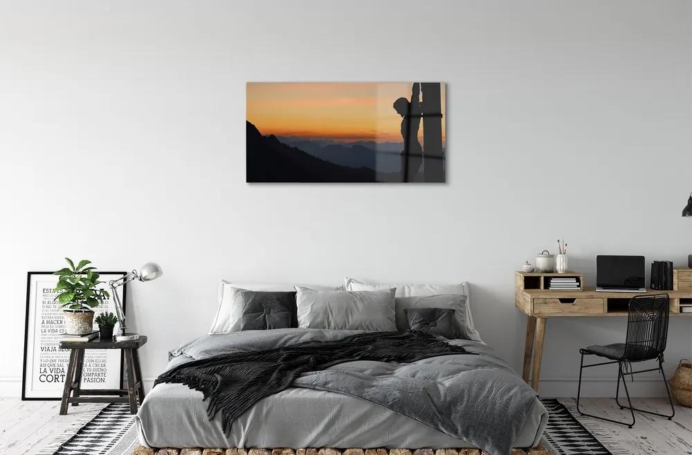 Sklenený obraz Ježiš ukrižovaný slnko 100x50 cm