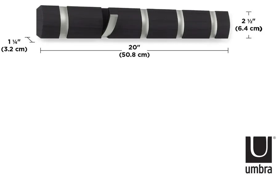 Sivý nástenný vešiak z topoľového dreva Flip - Umbra