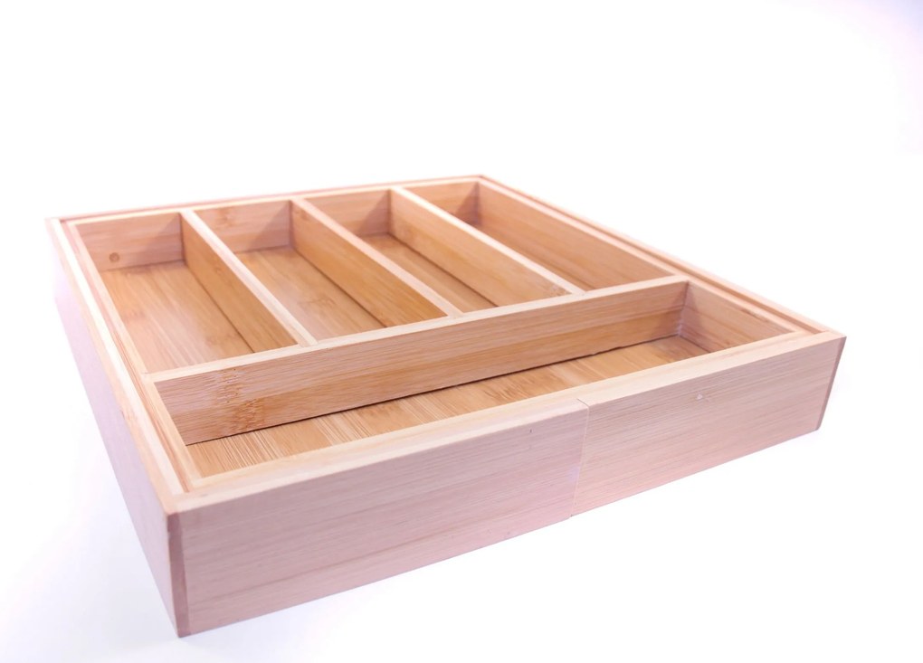 Goodhome Nastaviteľný organizér do zásuvky, príborník - bambusový 29 – 43 x 34 cm