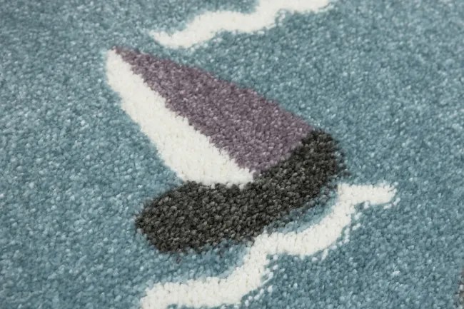 Detský koberec C262A Ulice svetlosivý / zelený / tyrkysový kruh