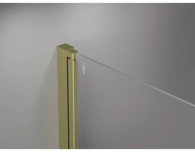 Mexen MIST, 2-krídlové sprchové dvere (d+d) 85x200 cm, 6mm číre sklo, zlatý matný profil, 8A7-085-000-55-00