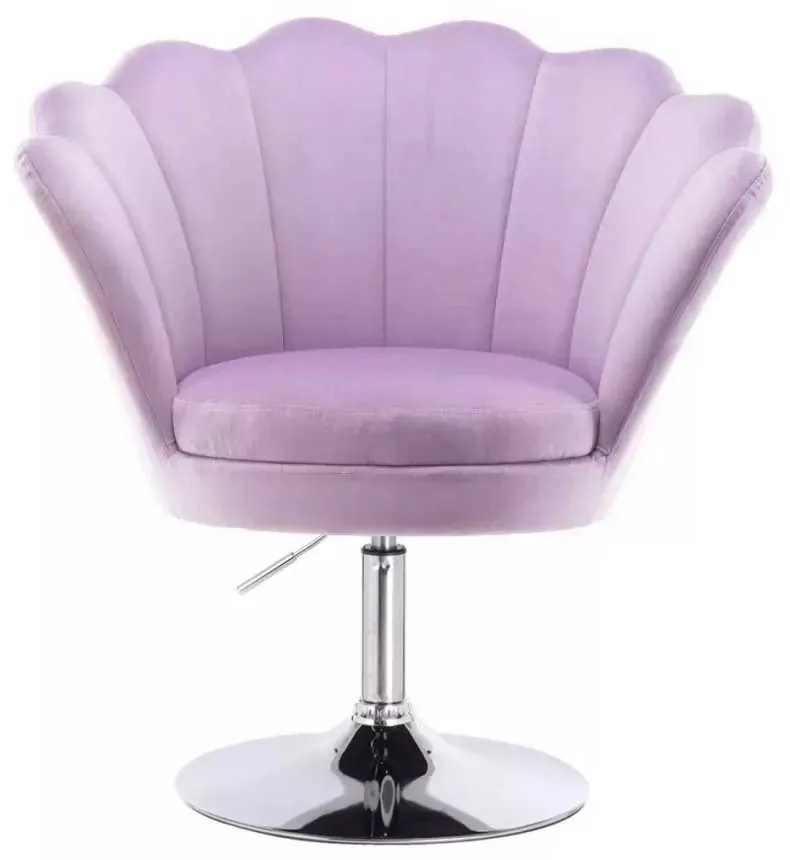 LuxuryForm DESIGN Kreslo FREY VELUR na striebornom tanieri - levanduľa