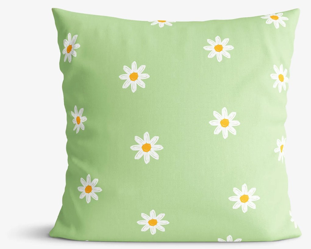 Goldea dekoračná obliečka na vankúš - margarétky na zelenom 45 x 45 cm