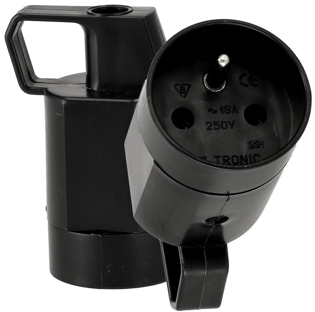 BERGE Zásuvka s koncovkou a uzemnením čierna