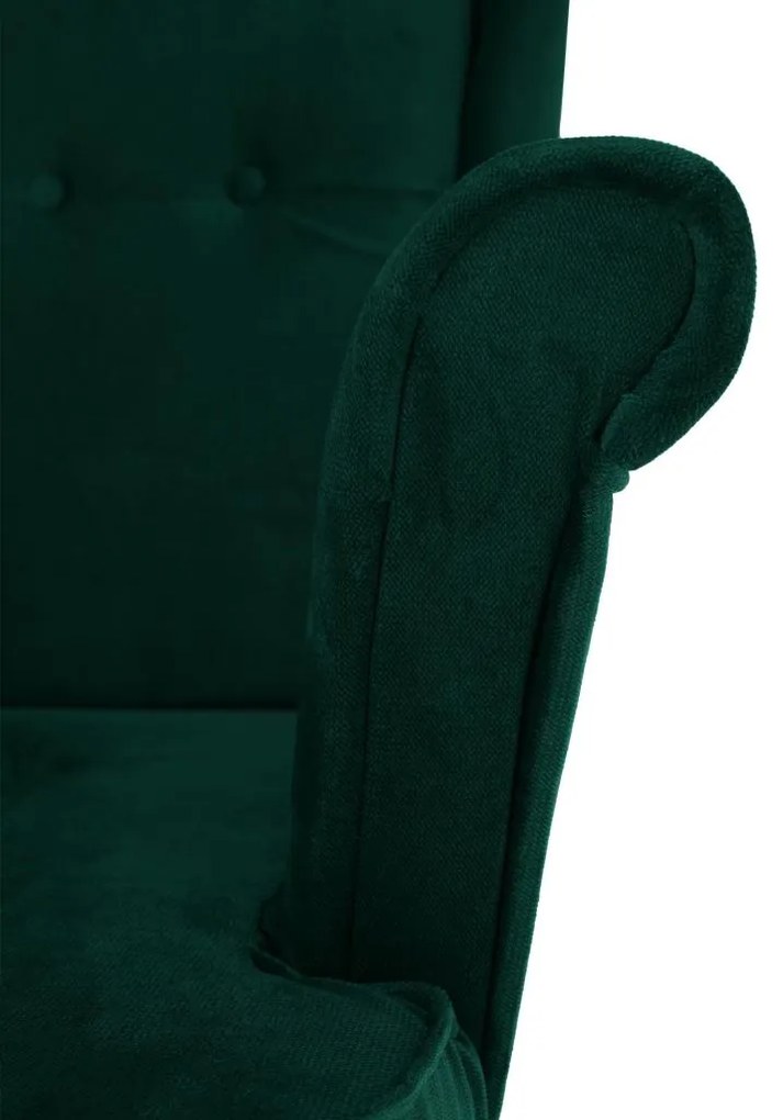 Tempo Kondela Kreslo ušiak, zelená/orech, RUFINO 2 NEW