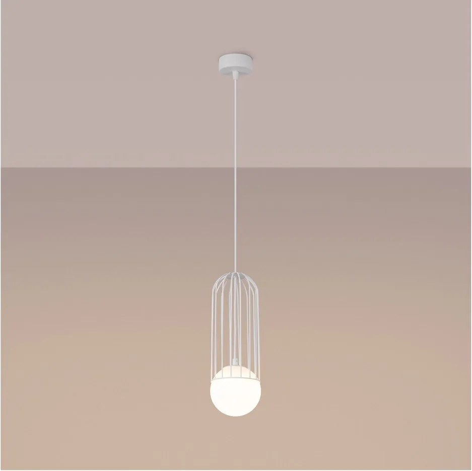 Biele závesné svietidlo so skleneným tienidlom Belinda – Sollux