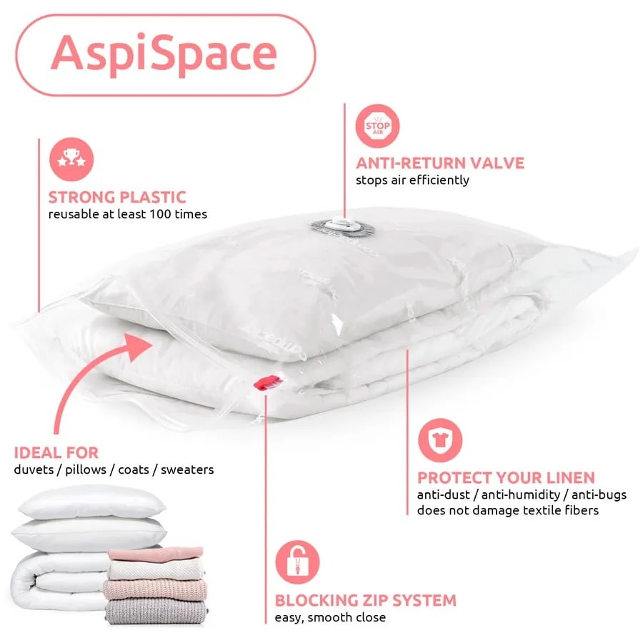 Súprava 3 vakuových úložných obalov Compactor XLarge Vacuum Bags, 80 x 130 cm
