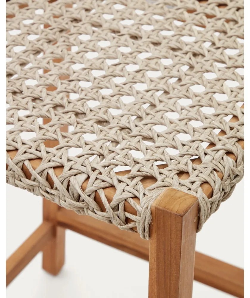 Drevená záhradná barová stolička v prírodnej farbe Giverola – Kave Home