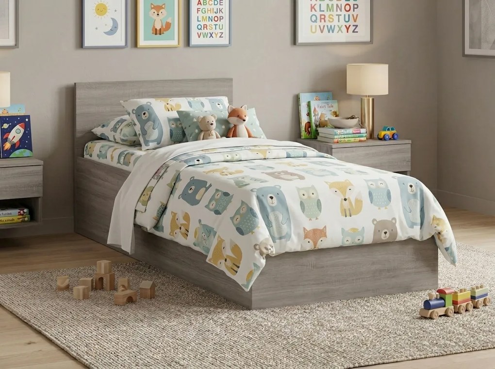 Posteľ SOFIA 80 x 200 cm, dub lanýž Rošt: S latkovým roštom, Matrac: Matrac COCO MAXI 20 cm