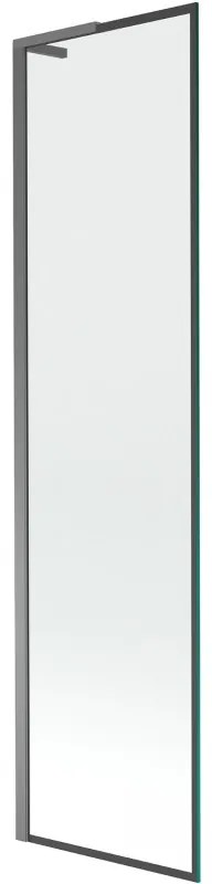 Mexen Next L, 1-krídlová vaňová zástena 50 x 150 cm, 6mm číre sklo-čierny vzor, grafitový profil, 895-050-000-03-70-95