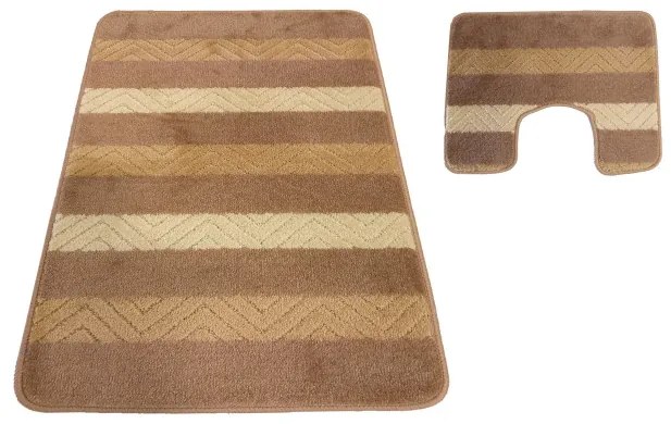 Sada kúpeľňových koberčekov Montana 02 s výrezom - béžová