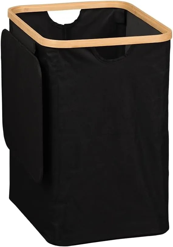 Kesper Kôš na bielizeň, čierny s bambusovým rámom 41x33x51 cm