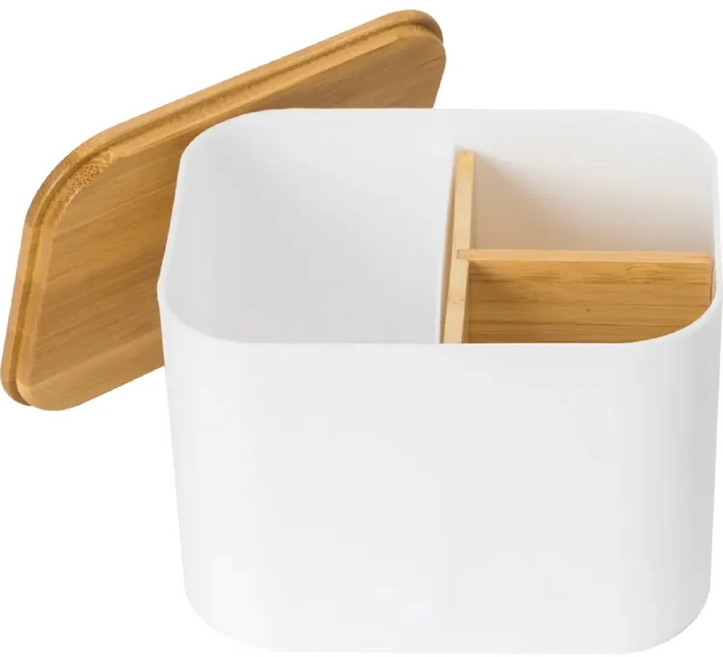 Goodhome Kozmetický organizér s bambusovými priehradkami a vekom, SENBOO 15x12x11