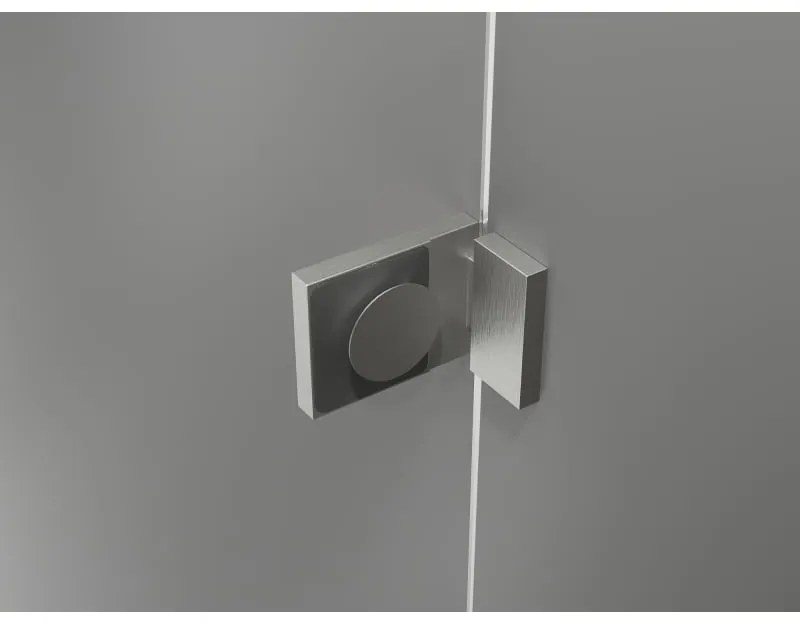 Mexen Lunar, L päťuholníkový sprchový kút naklápací doľava 80 x 90 cm, 8mm číre sklo, oceľový profil, 831L-080L-090P-97-00-L