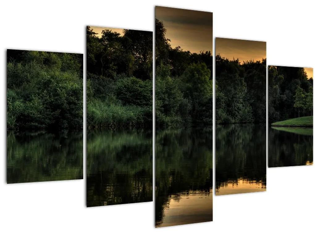 Obraz jazera pri lese (150x105 cm)
