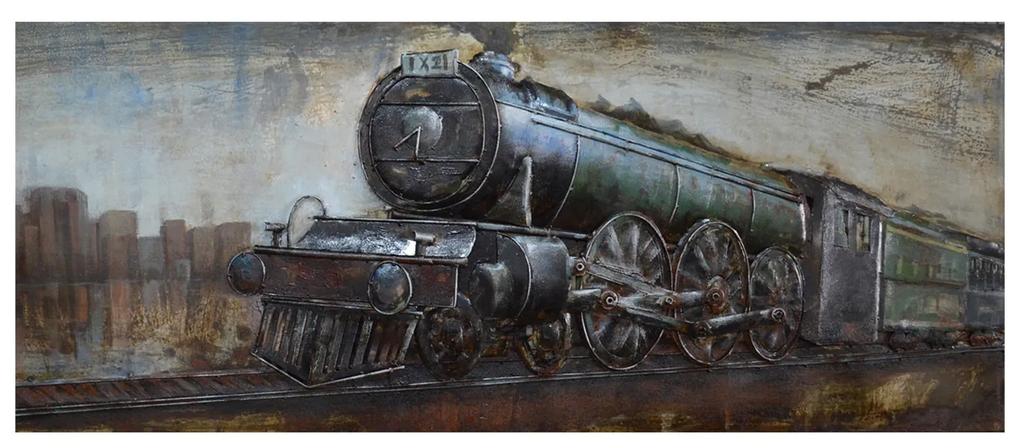 Kovový obraz na stenu s vlakom - 180 * 56 * 5 cm