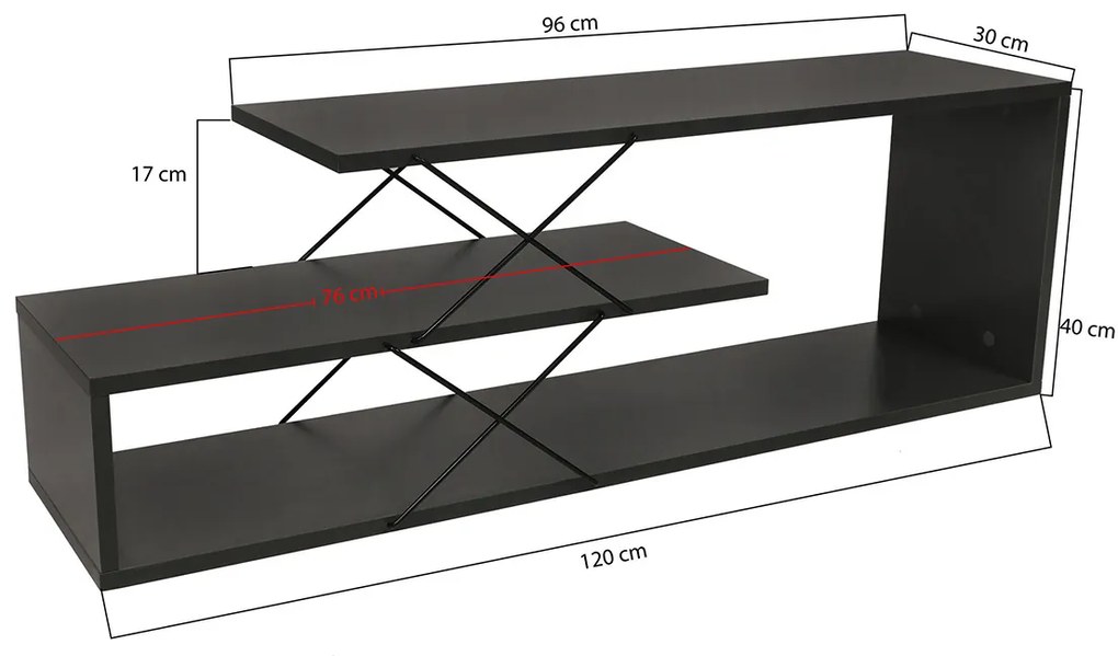 TV stolík Zigzag Anthracite