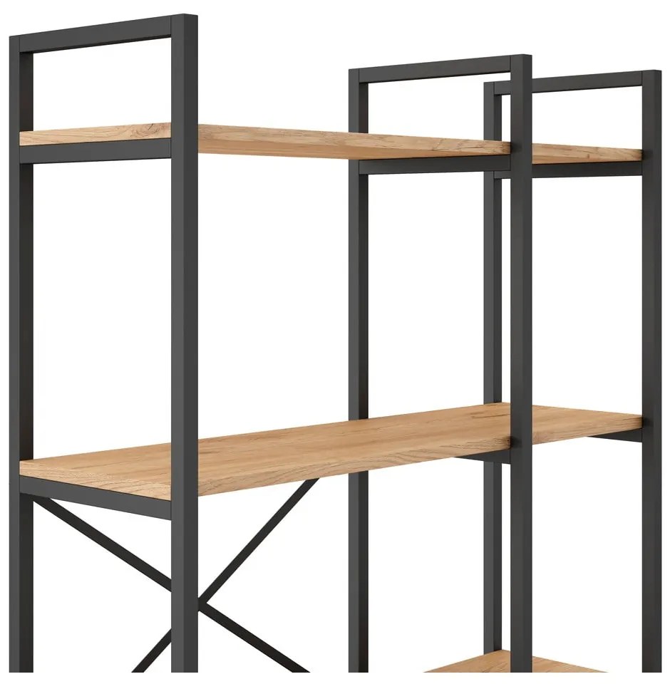 Čierny/prírodný regál v dekore duba 87,5x175 cm Dusan – Marckeric