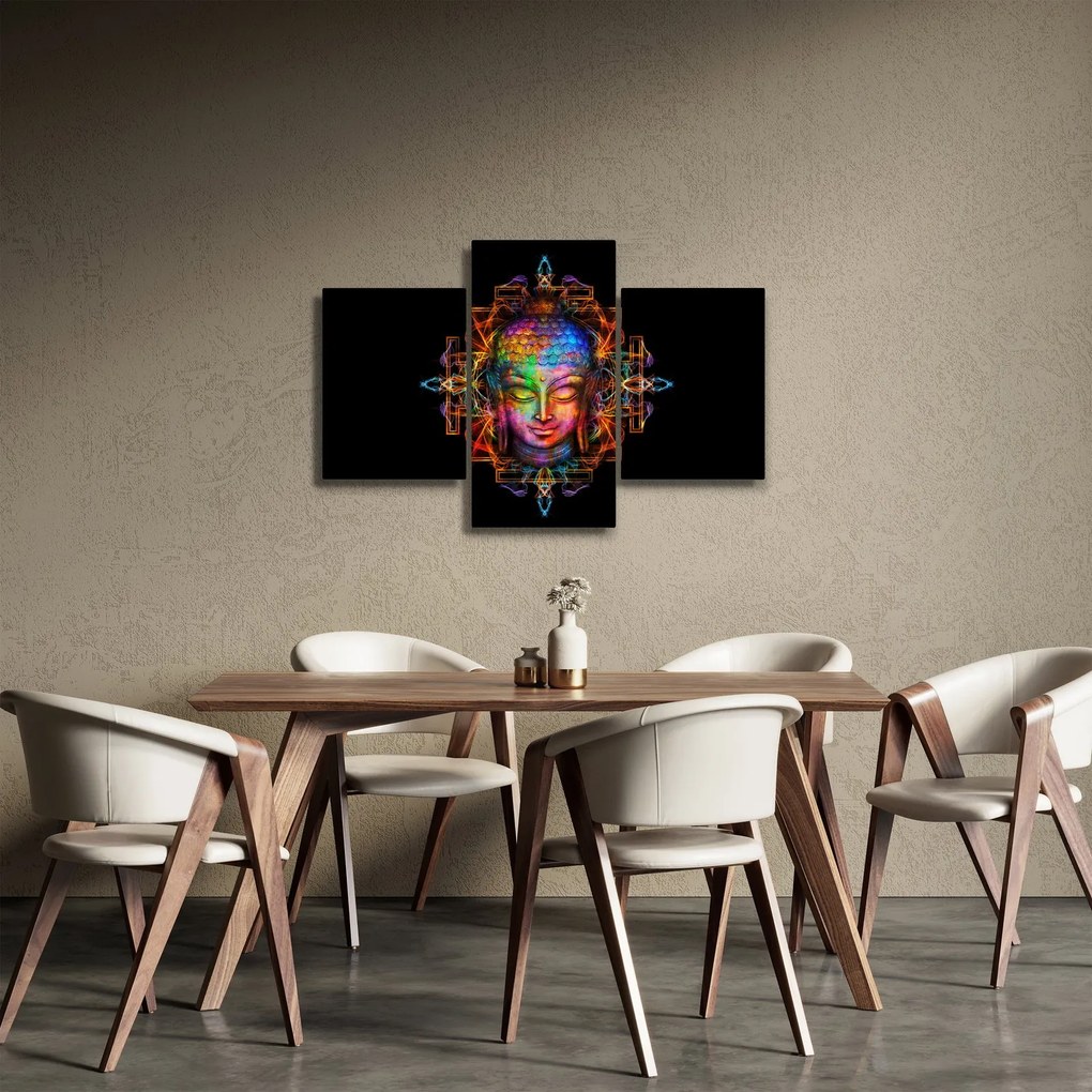 Obraz - Busta Budhu v neónových farbách (90x60 cm)