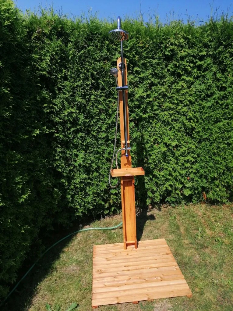 Bezdoteku Drevená záhradná sprcha CDR s ručnou sprchou