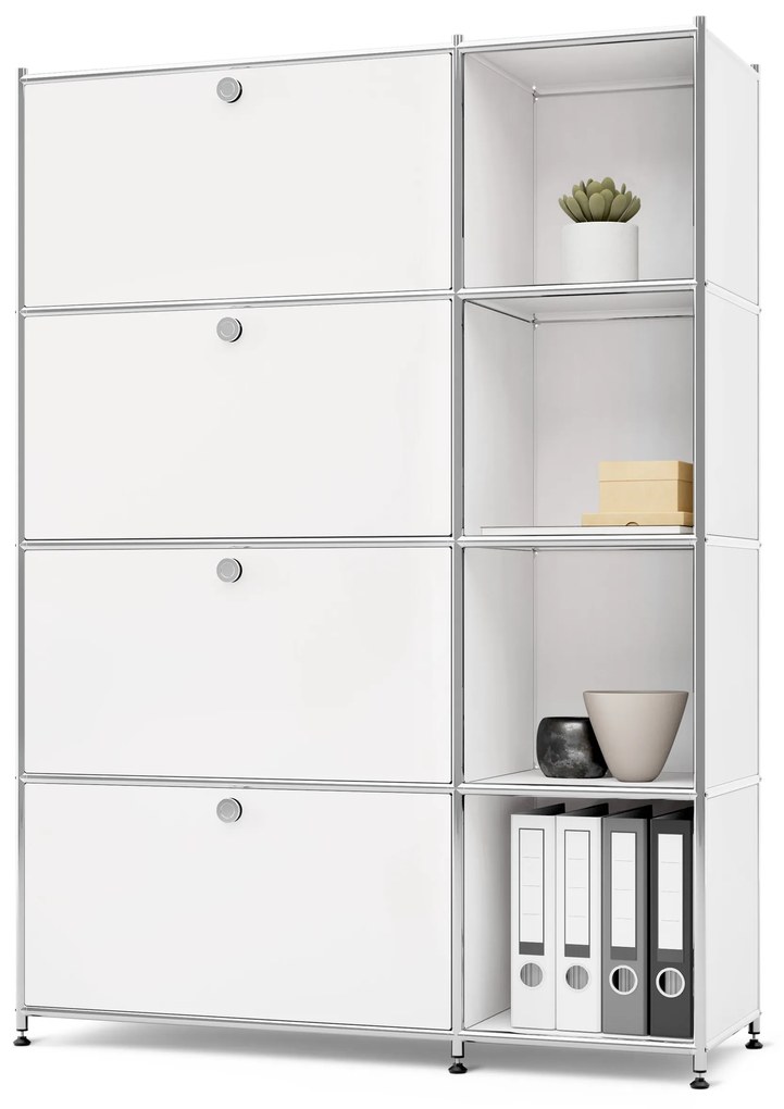 Kovová skrinka »CN3« so 4 výklopnými priečinkami, biela