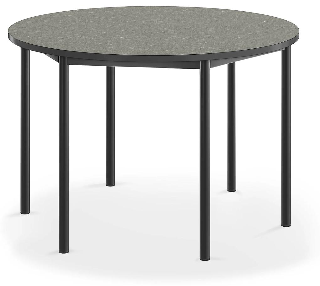 Stôl SONITUS, kruh, Ø1200x760 mm, linoleum - tmavošedá, antracit