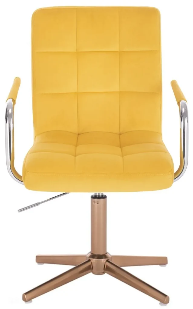LuxuryForm DESIGN Stolička VERONA VELUR na zlatom kríži - žltá