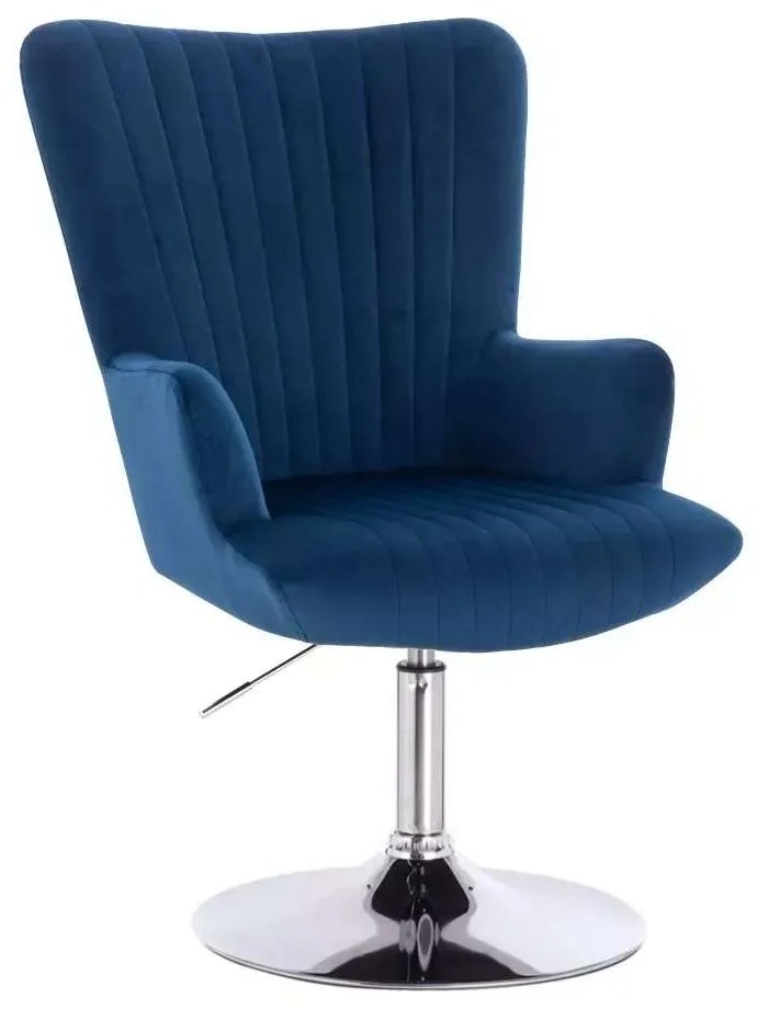 LuxuryForm DESIGN Kreslo AMADEO VELUR na striebornom tanieri - modré