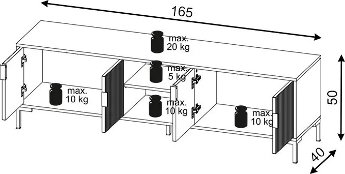 TV stolek Flinn 165 cm černý/zlatý