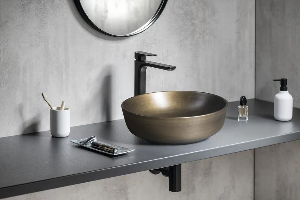 Sapho, PRIORI keramické umývadlo, priemer 41 cm, 15 cm, farba šedá so vzorom, PI024