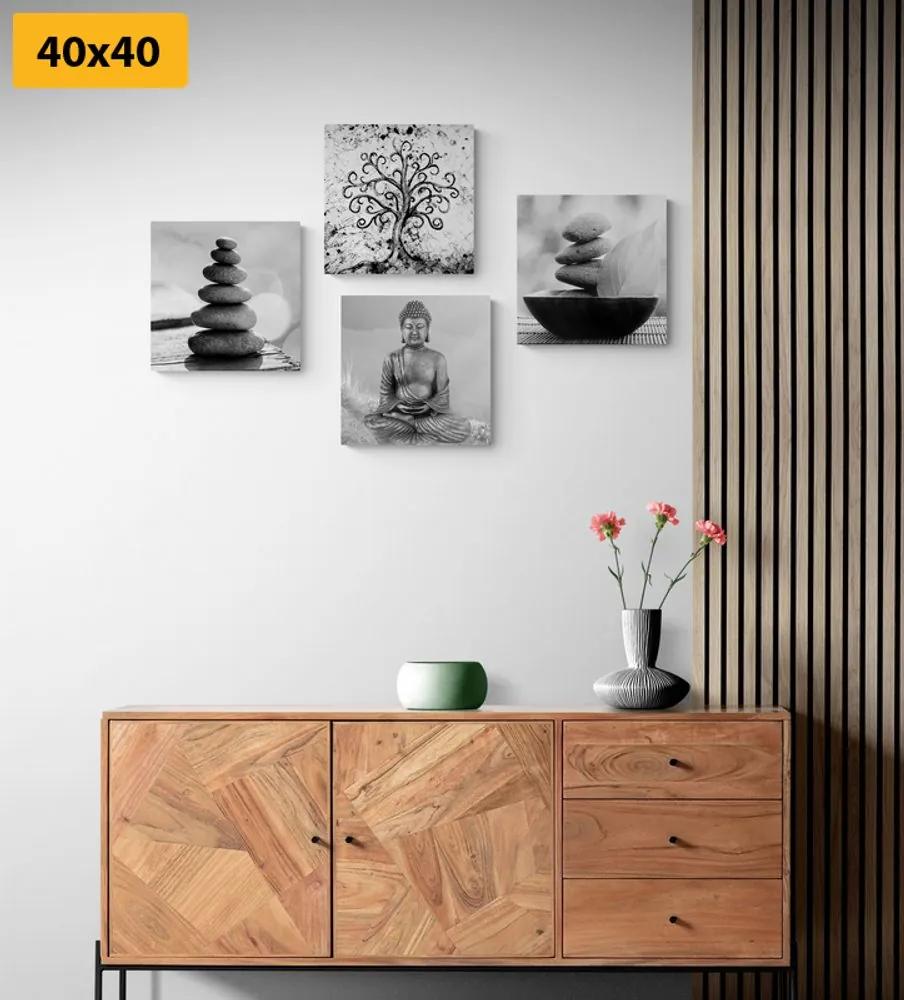 Set obrazov s čiernobielym Feng Shui motívom Varianta: 4x 40x40