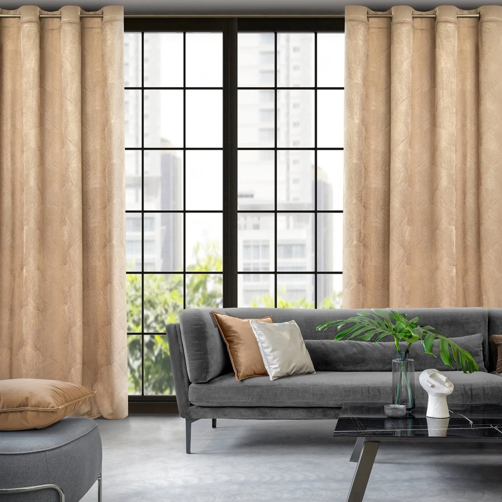 ZATEMŇOVACÍ ZÁVES NA KRÚŽKOCH PIERRE CARDIN GOYA 140X250 CM BÉŽOVÁ