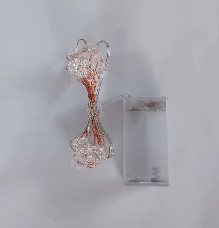 DECOLED LED světelný řetěz na baterie vločky, teple bílá, 20 diod, 2,3 m