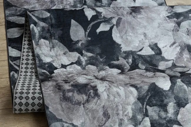 Protišmykový behúň LOTUS BOUQUET 52901 kvety sivý / béžový