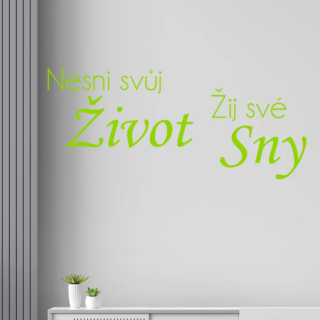Veselá Stena Samolepka Nesnívaj svoj život, ži svoje sny Farba: zelená, Veľkosť: 60 x 26 cm