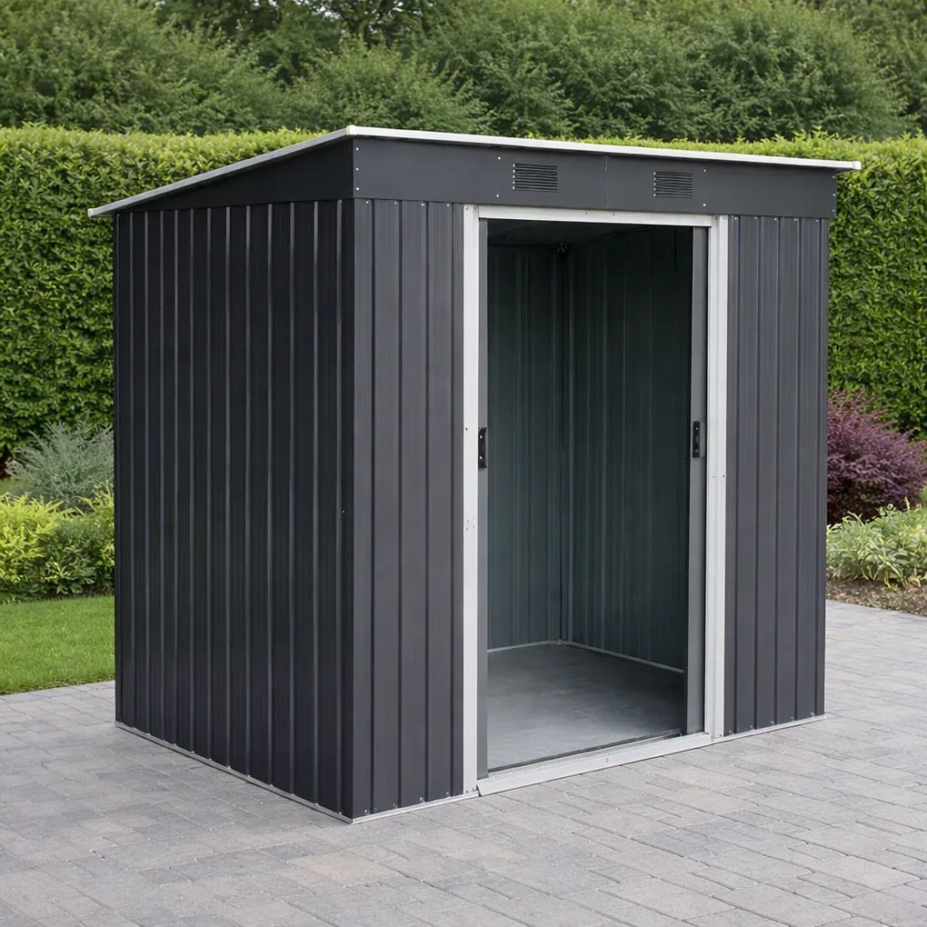 Záhradný domček BestBerg ZD-67AW / 4,3 m² / 197 × 217 × 202 cm / antracit/biela