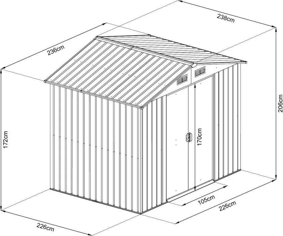 Záhradný domček na náradie Avenberg 2.4 x 2.4 m HNEDÁ SD-X0808-H170