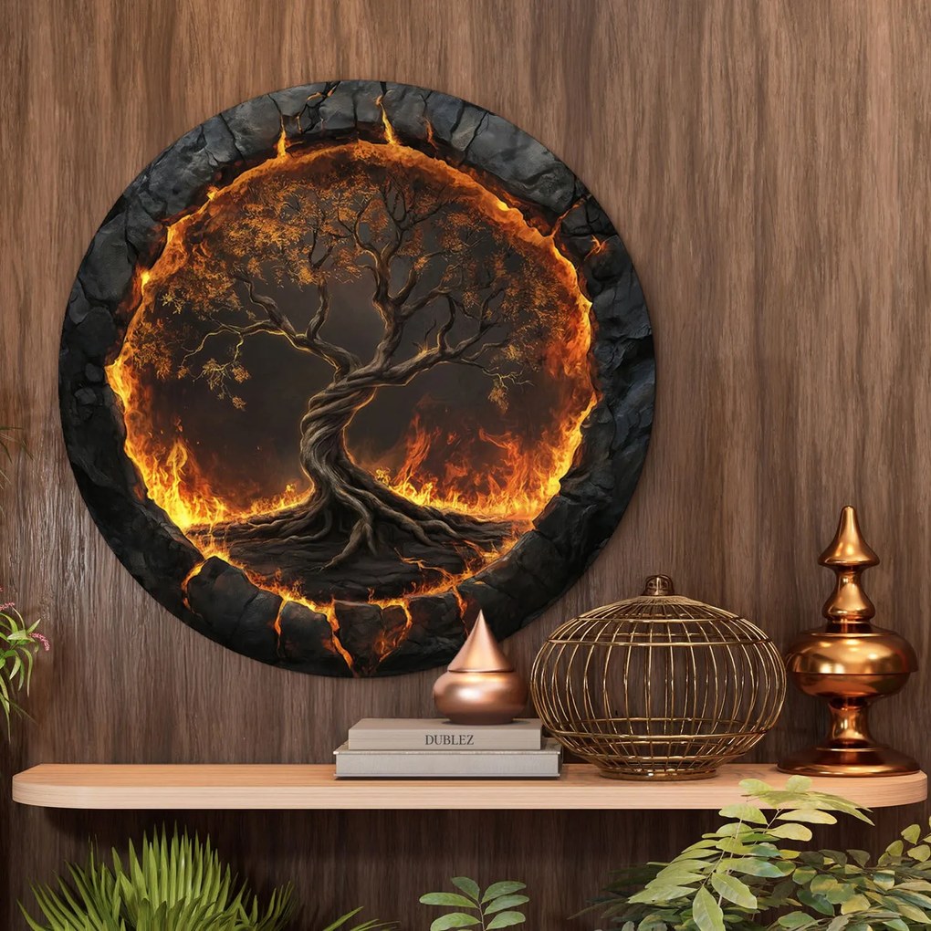 DUBLEZ | Drevený strom života na stenu - Volcanic | UV potlač, Premium