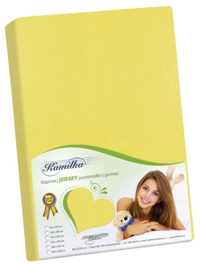 Bellatex jersey prestieradlo Kamilka žltá, 90 x 200 cm