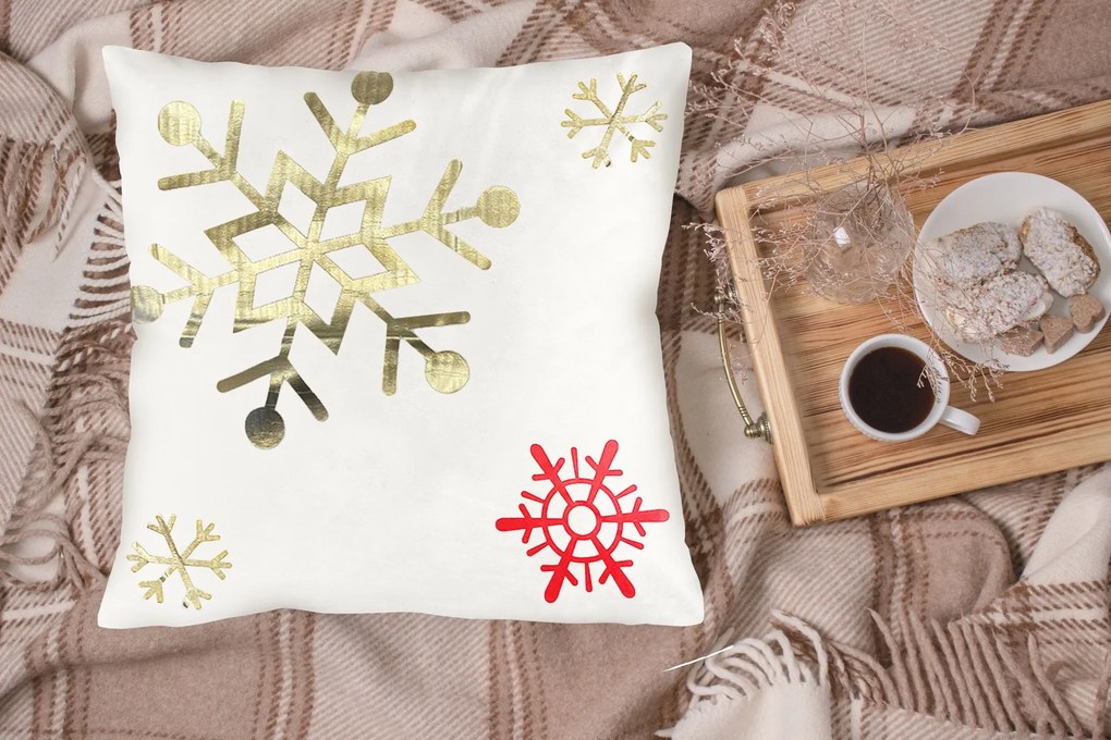 Vánoční povlak na polštář Snowflake 45x45 cm bílý/zlatý