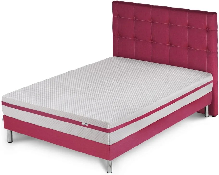 Ružová posteľ s matracom Stella Cadente Pluton Saches, 160 × 200 cm