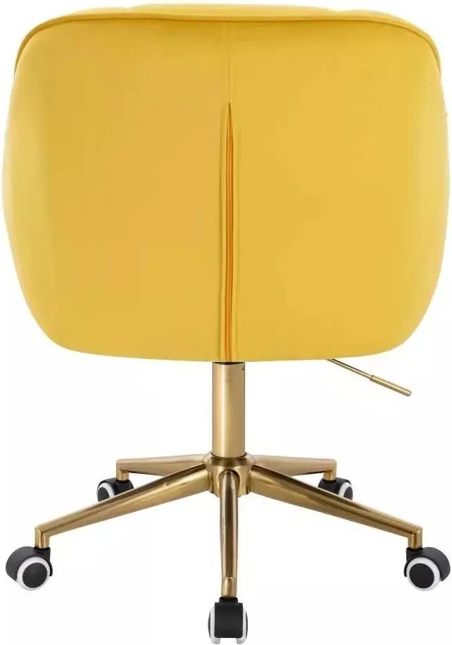 LuxuryForm DESIGN Stolička AVOLA VELUR na zlatej podstave s kolieskami - žltá