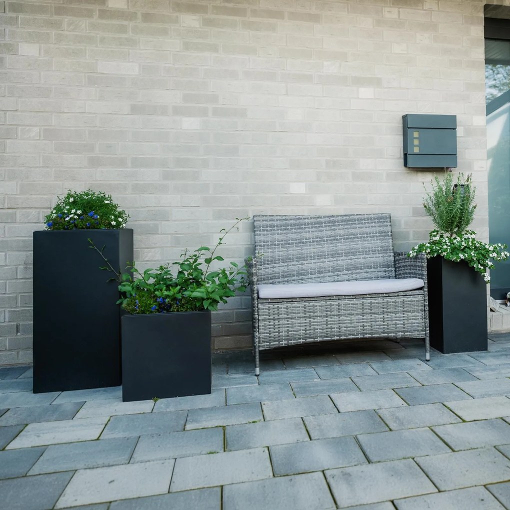 Kvetináč BLOCK, sklolaminát, výška 80 cm, antracit, outlet